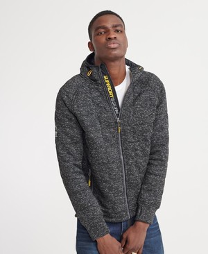 Superdry Storm Quilted Cipzár Férfi Kapucnis Pulóver Fekete | UNAZX1726